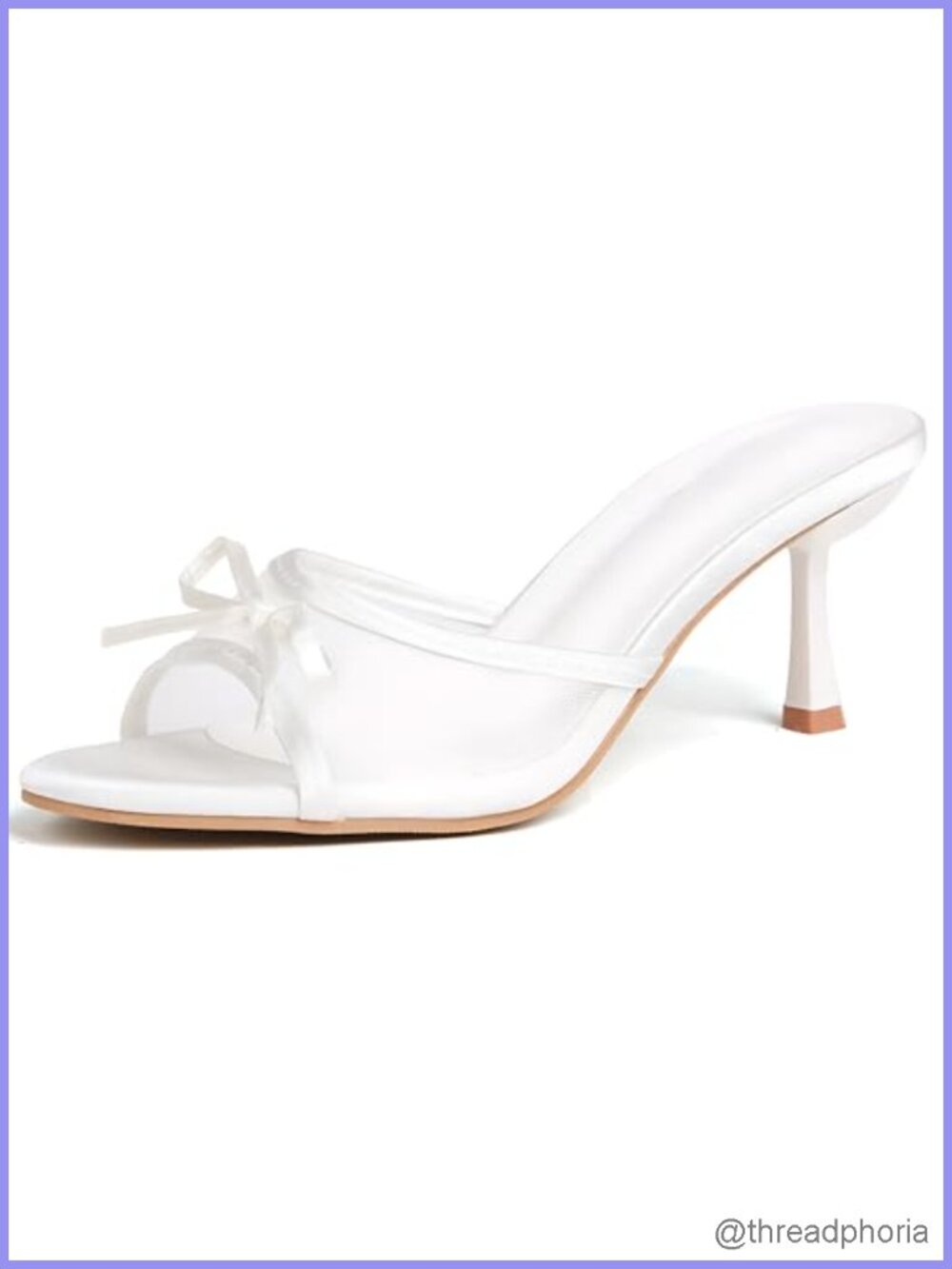 Mesh Kitten Heels Sandals with Bow Open Round Toe Slip On Mules